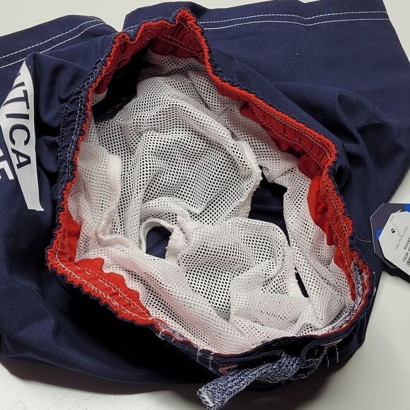 NEW 6 NAUTICA BOYS 50 UPF NAVY BLUE mesh lined NAUTICAL SWIM TRUNKS BOARD SHORTS - Picture 10 of 12
